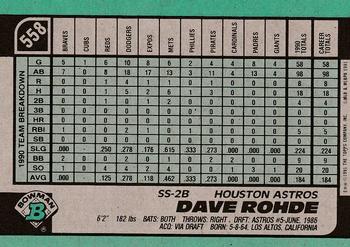 1991 Bowman #558 Dave Rohde Back