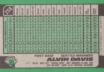  1991 Leaf Baseball Card #429 Alvin Davis