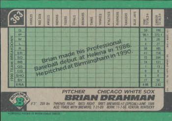 1991 Bowman #363 Brian Drahman Back