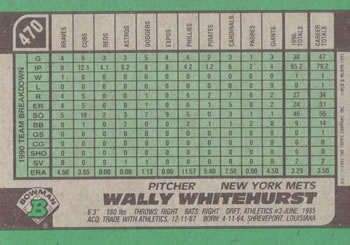 1991 Bowman #470 Wally Whitehurst Back