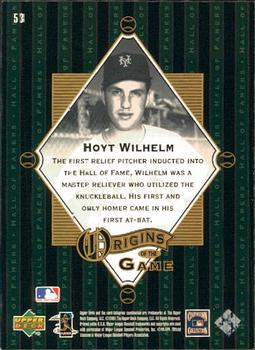 2001 Upper Deck Hall of Famers #53 Hoyt Wilhelm Back