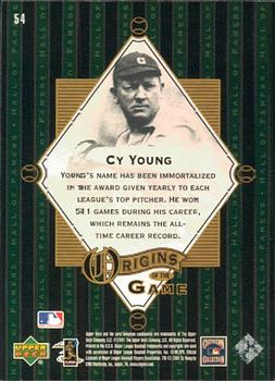 2001 Upper Deck Hall of Famers #54 Cy Young Back