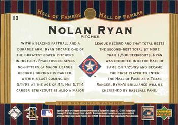2001 Upper Deck Hall of Famers #63 Nolan Ryan Back
