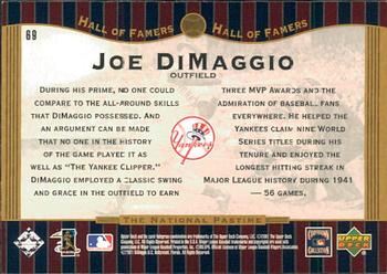 2001 Upper Deck Hall of Famers #69 Joe DiMaggio Back