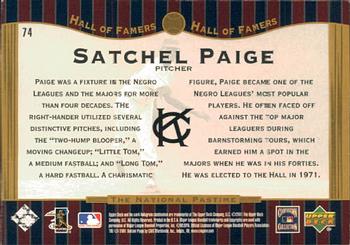 2001 Upper Deck Hall of Famers #74 Satchel Paige Back