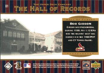 2001 Upper Deck Hall of Famers #81 Bob Gibson Back