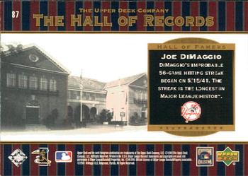 2001 Upper Deck Hall of Famers #87 Joe DiMaggio Back