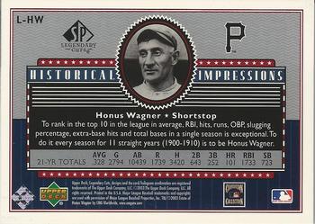 2003 SP Legendary Cuts - Historical Impressions Silver #L-HW Honus Wagner Back
