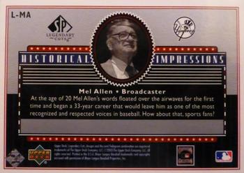 2003 SP Legendary Cuts - Historical Impressions Silver #L-MA Mel Allen Back