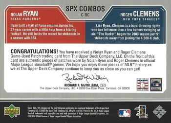 2003 SPx - Game Used Combos #C-RC Nolan Ryan / Roger Clemens Back