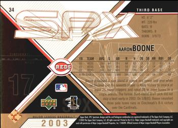 2003 SPx - Spectrum #34 Aaron Boone Back