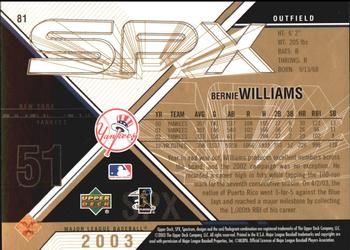 2003 SPx - Spectrum #81 Bernie Williams Back
