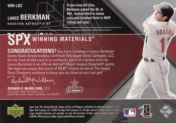 2003 SPx - Winning Materials 175 #WM-LB2 Lance Berkman Back