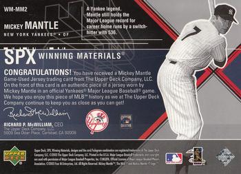 2003 SPx - Winning Materials 175 #WM-MM2 Mickey Mantle Back