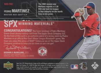 2003 SPx - Winning Materials 375 #WM-PM1 Pedro Martinez Back