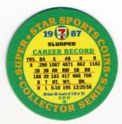 1987 7-Eleven Super Star Sports Coins: East Region #III CM Rickey Henderson Back