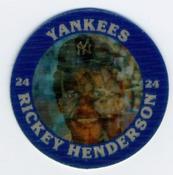 1987 7-Eleven Super Star Sports Coins: East Region #III CM Rickey Henderson Front