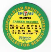 1987 7-Eleven Super Star Sports Coins: East Region #VII CM Dwight Gooden Back