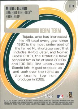 2003 Stadium Club - Beam Team #BT19 Miguel Tejada Back