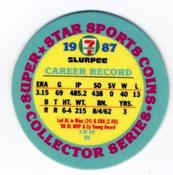 1987 7-Eleven Super Star Sports Coins: Mideast Region #X MH Roger Clemens Back