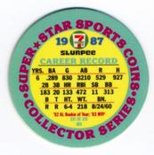 1987 7-Eleven Super Star Sports Coins: Mideast Region #XVI MH Cal Ripken, Jr. Back