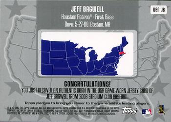 2003 Stadium Club - Born in the USA Relics #USA-JB Jeff Bagwell Back