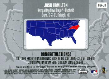 2003 Stadium Club - Born in the USA Relics #USA-JH Josh Hamilton Back