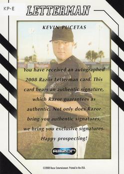 2008 Razor Letterman #KP-E Kevin Pucetas Back
