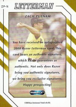 2008 Razor Letterman #ZP-N Zach Putnam Back