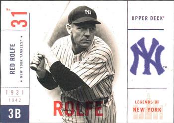 2001 Upper Deck Legends of New York #114 Red Rolfe Front