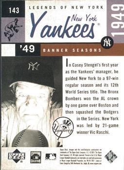 2001 Upper Deck Legends of New York #143 Casey Stengel Back