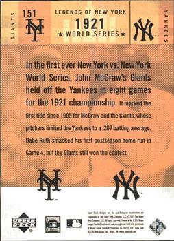2001 Upper Deck Legends of New York #151 John McGraw / Babe Ruth Back