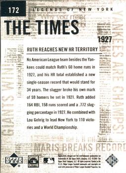 2001 Upper Deck Legends of New York #172 Babe Ruth Back