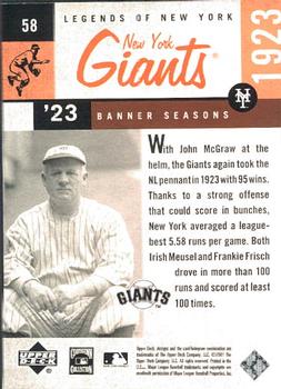 2001 Upper Deck Legends of New York #58 John McGraw Back