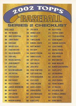 2002 Topps - Checklists Gold #1 Series 2 Checklist 1: 366-495 Front