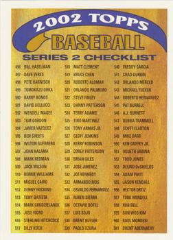 2002 Topps - Checklists Gold #2 Series 2 Checklist 2: 496-626 Front