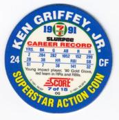 1991 Score 7-Eleven Superstar Action Coins: Florida Region #7 OG Ken Griffey, Jr. Back