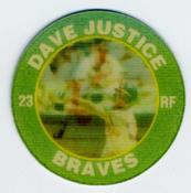 1991 Score 7-Eleven Superstar Action Coins: Florida Region #9 OG Dave Justice Front