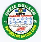 1991 Score 7-Eleven Superstar Action Coins: Midwest Region #8 WS Ozzie Guillen Back