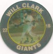 1991 Score 7-Eleven Superstar Action Coins: Northern California Region #3 HG Will Clark Front