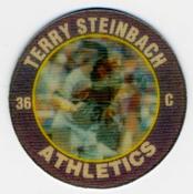 1991 Score 7-Eleven Superstar Action Coins: Northern California Region #11 HG Terry Steinbach Front