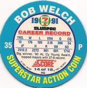 1991 Score 7-Eleven Superstar Action Coins: Northern California Region #14 HG Bob Welch Back