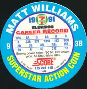 1991 Score 7-Eleven Superstar Action Coins: Northern California Region #15 HG Matt Williams Back