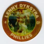 1991 Score 7-Eleven Superstar Action Coins: Northeast Region #4 RL Lenny Dykstra Front