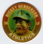 1991 Score 7-Eleven Superstar Action Coins: Northeast Region #7 RL Rickey Henderson Front