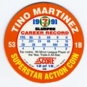 1991 Score 7-Eleven Superstar Action Coins: Northwest Region #12 SM Tino Martinez Back
