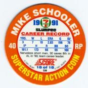 1991 Score 7-Eleven Superstar Action Coins: Northwest Region #15 SM Mike Schooler Back