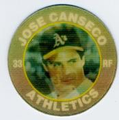 1991 Score 7-Eleven Superstar Action Coins: Southern California Region #2 PJ Jose Canseco Front