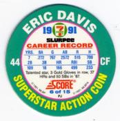 1991 Score 7-Eleven Superstar Action Coins: Southern California Region #6 PJ Eric Davis Back