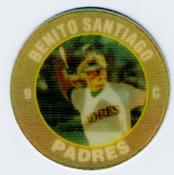 1991 Score 7-Eleven Superstar Action Coins: Southern California Region #13 PJ Benito Santiago Front